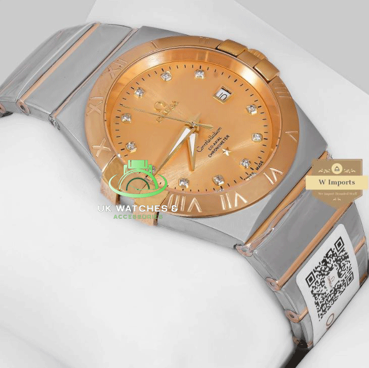 Latest Collection Two Tone Yellow Gold With Dial & Stone Figure Watch (OME GA)