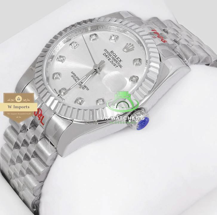 LATEST COLLECTION 36 ALL SILVER WITH DIAL STONE INDEX WATCH (RO LEX)
