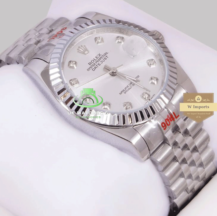 LATEST COLLECTION 36 ALL SILVER WITH DIAL STONE INDEX WATCH (RO LEX)