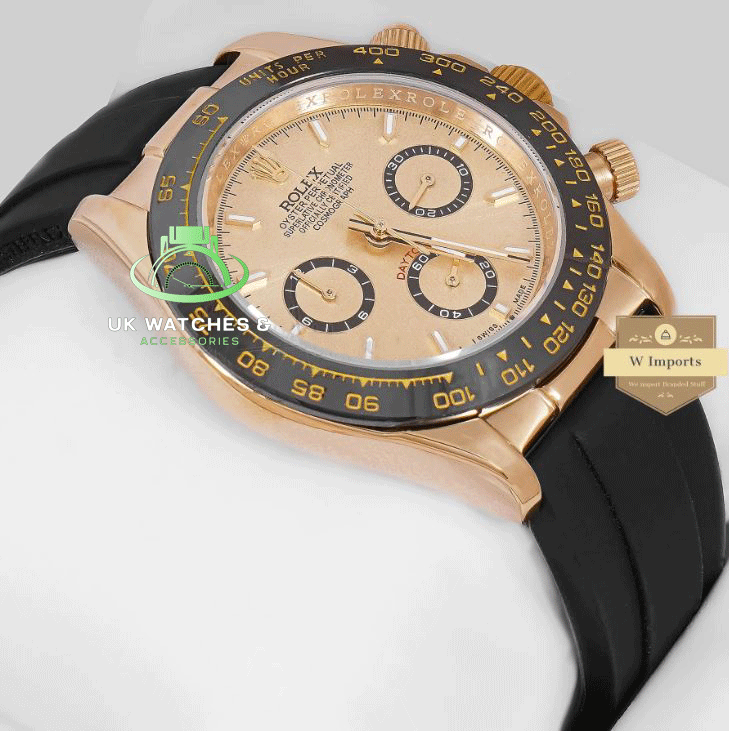 LATEST COLLECTION CHRONOGRAPH 40 YELLOW GOLD CASE WITH CERAMIC BEZEL & BLACK RUBBER STRAP WATCH (RO LEX)