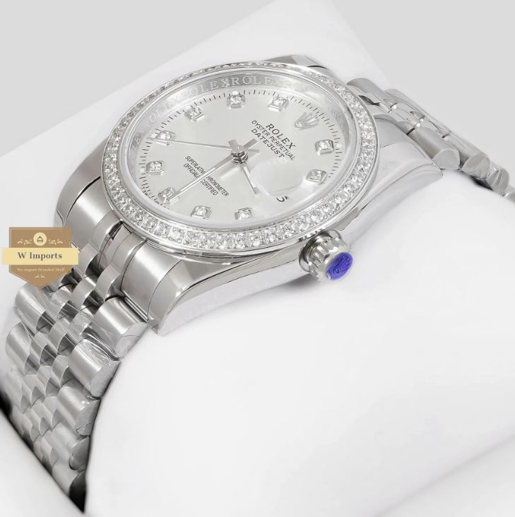 LATEST COLLECTION 36 ALL SILVER WITH DIAL STONE BEZEL WATCH (RO LEX)