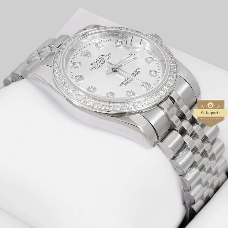 LATEST COLLECTION 36 ALL SILVER WITH DIAL STONE BEZEL WATCH (RO LEX)