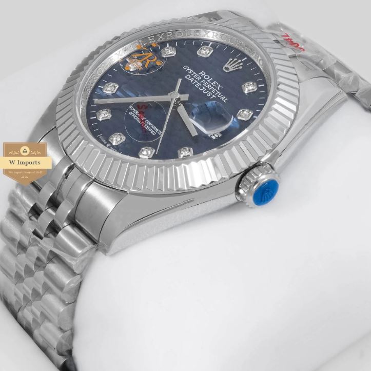 LATEST COLLECTION 41 SILVER WITH BLUE TEXTURE DIAL AUTOMATIC WATCH (RO LEX)