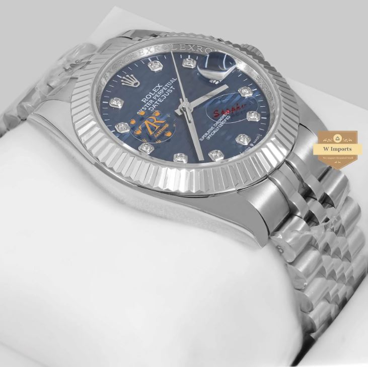 LATEST COLLECTION 41 SILVER WITH BLUE TEXTURE DIAL AUTOMATIC WATCH (RO LEX)