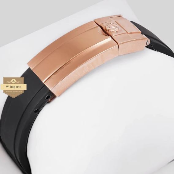 LATEST COLLECTION CHRONOGRAPH 40 ROSE GOLD CASE WITH DIAL & BLACK RUBBER STRAP WATCH (RO LEX)