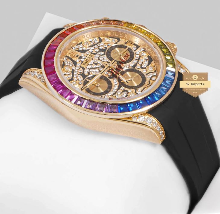 LATEST COLLECTION CHRONOGRAPH 40 YELLOW GOLD CASE WITH RAINBOW STONE BEZEL & DIAL WATCH (RO LEX)