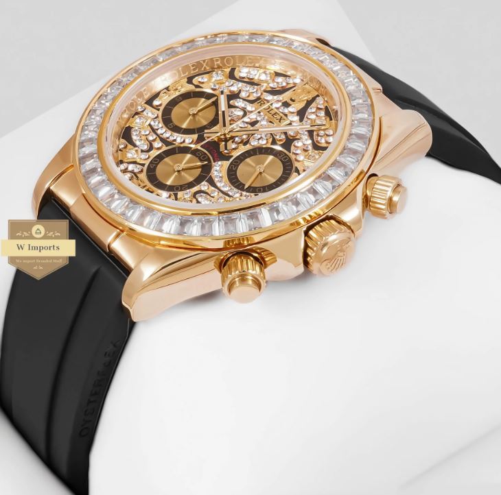 LATEST COLLECTION CHRONOGRAPH 40 YELLOW GOLD CASE WITH STONE BEZEL & DIAL WATCH (RO LEX)