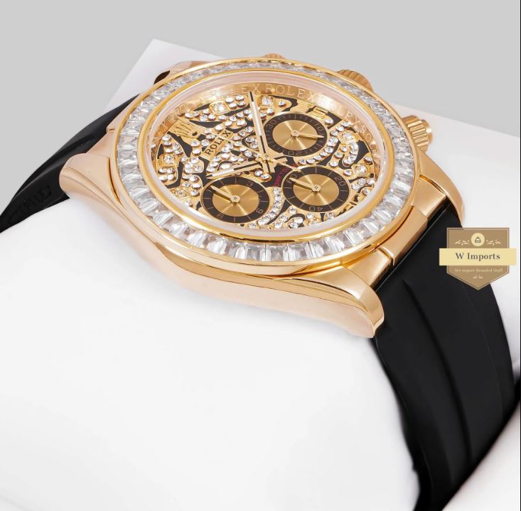 LATEST COLLECTION CHRONOGRAPH 40 YELLOW GOLD CASE WITH STONE BEZEL & DIAL WATCH (RO LEX)