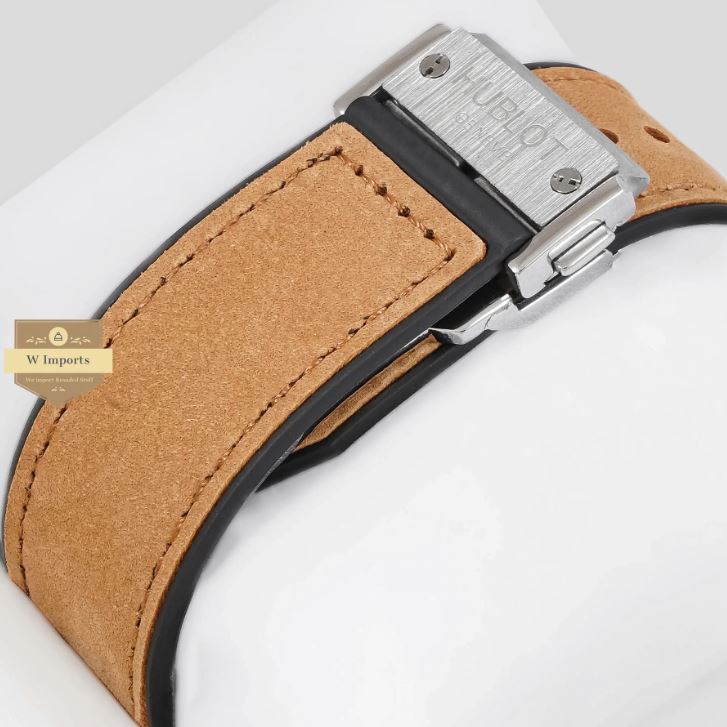 LATEST COLLECTION CHRONOGRAPH SILVER MATT CASE WITH GREY DIAL & BROWN VELVET STRAP WATCH (HUB LOT)