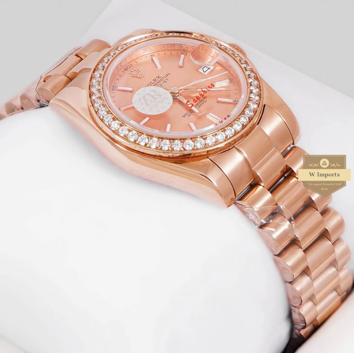 LATEST LADIES COLLECTION 31 ALL ROSE GOLD WITH DIAL & STONE BEZEL AUTOMATIC WATCH (RO LEX)