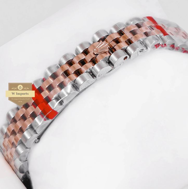 LATEST LADIES COLLECTION 31 TWO TONE ROSE GOLD WITH GREEN DIAL STONE BEZEL AUTOMATIC WATCH (RO LEX)