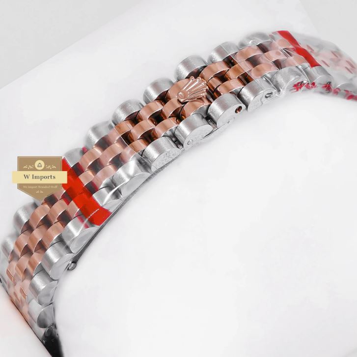 LATEST LADIES COLLECTION 31 TWO TONE ROSE GOLD WITH GREEN DIAL STONE BEZEL AUTOMATIC WATCH (RO LEX)