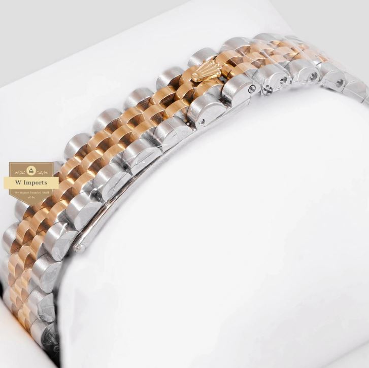 LATEST LADIES COLLECTION 31 TWO TONE YELLOW GOLD WITH WHITE DIAL STONE BEZEL AUTOMATIC WATCH (RO LEX)