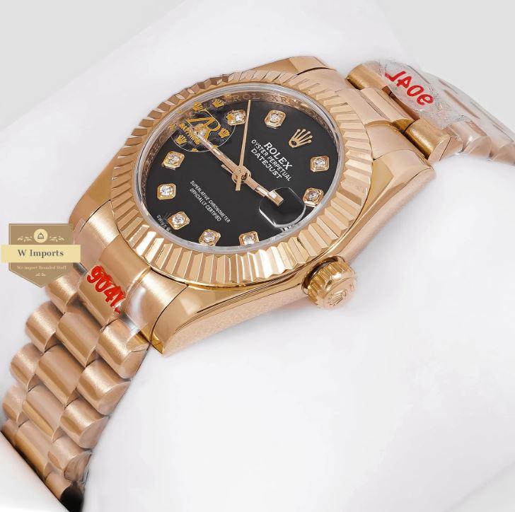 LATEST LADIES COLLECTION 31 YELLOW GOLD WITH BLACK DIAL AUTOMATIC WATCH (RO LEX)