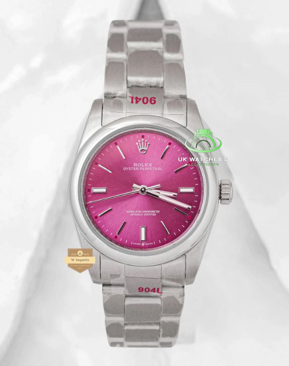 Latest Collection 36 Silver With Purple Dial Smooth Bezel Watch (RO LEX)