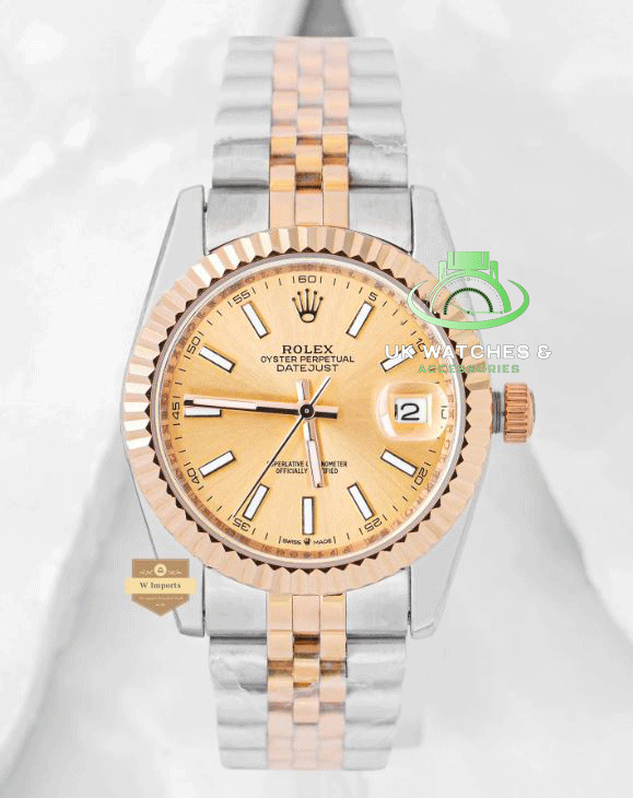 Latest Collection 36 Two Tone Yellow Gold With Dial Fluted Bezel Automatic Watch (RO LEX)