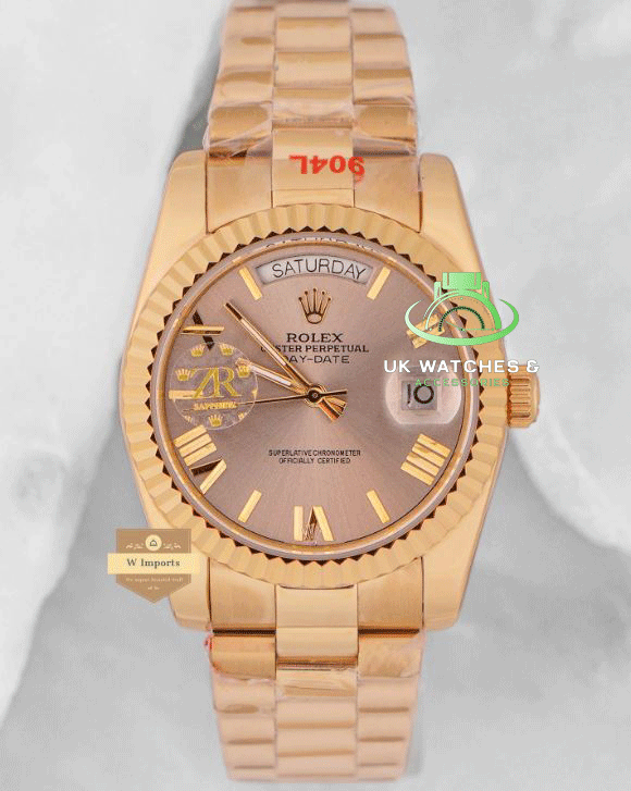 Latest Collection 36 Yellow Gold With Gray Dial Roman Figure Automatic Watch (RO LEX)