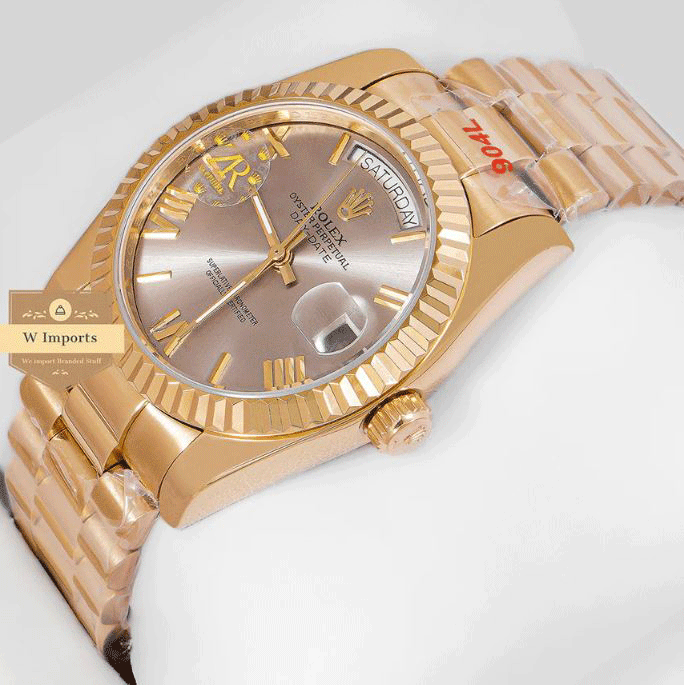 Latest Collection 36 Yellow Gold With Gray Dial Roman Figure Automatic Watch (RO LEX)