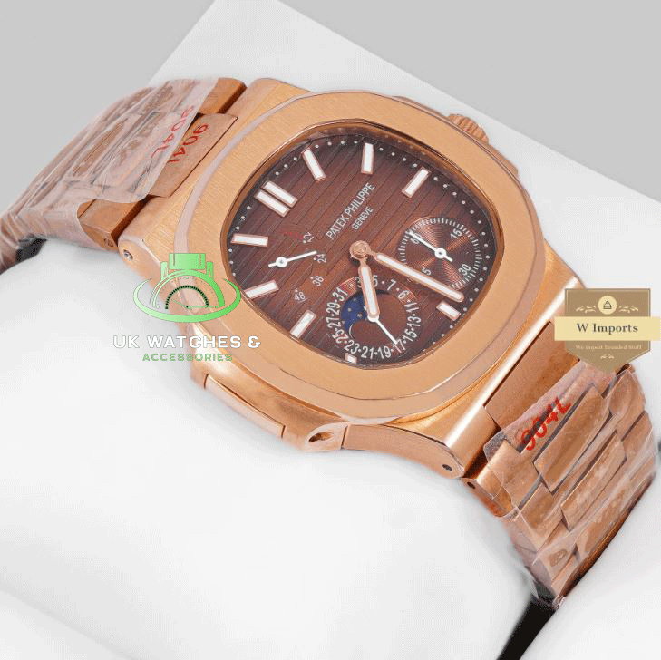 Latest Collection Chronograph Moon Phase Rose Gold With Brown Dial Automatic Watch (PETAK PHILIPPE)
