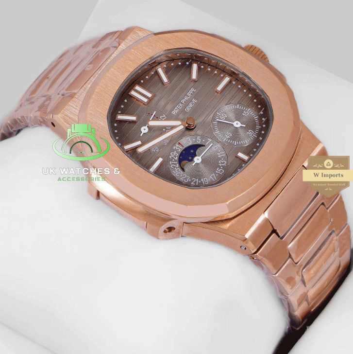 Latest Collection Chronograph Moon Phase Rose Gold With Brown Dial Automatic Watch (PETAK PHILIPPE)