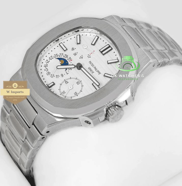 Latest Collection Chronograph Moon Phase Silver With Dial Automatic Watch (PATEK PHILIPPE)