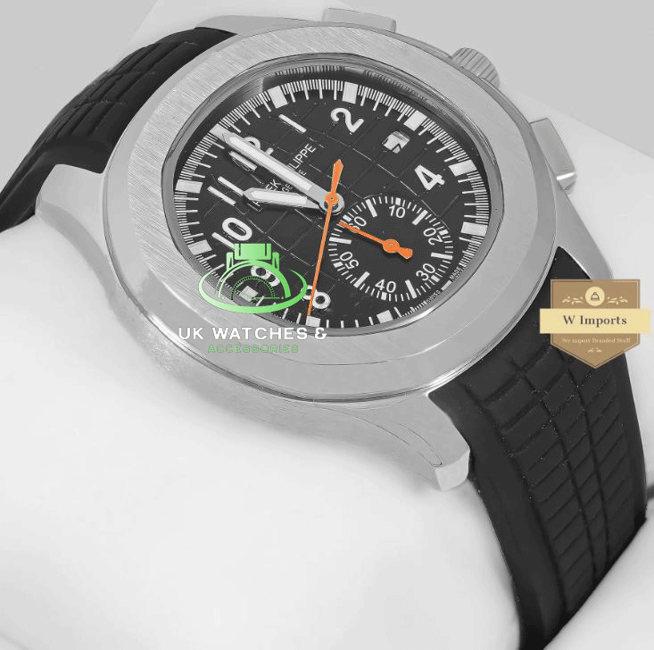 Latest Collection Down Second Silver Case With Black Dial & Rubber Strap (PATEK PHILIPPE)