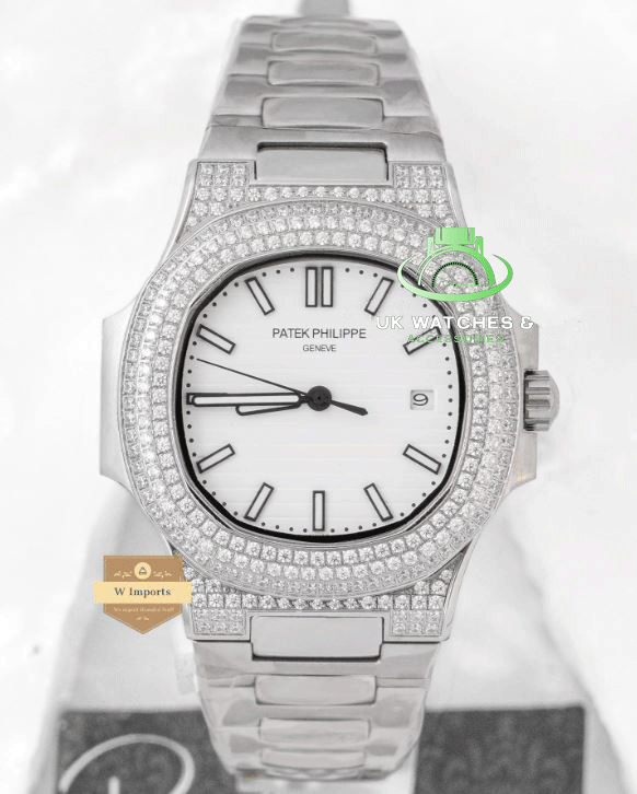 Latest Collection Silver Stone Case With White Dial Automatic Watch (PATEK PHILIPPE)