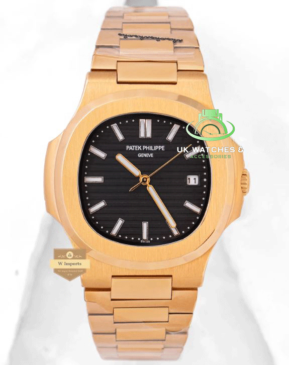 Latest Collection Yellow Gold With Black Dial Automatic Watch (PATEK PHILIPPE)
