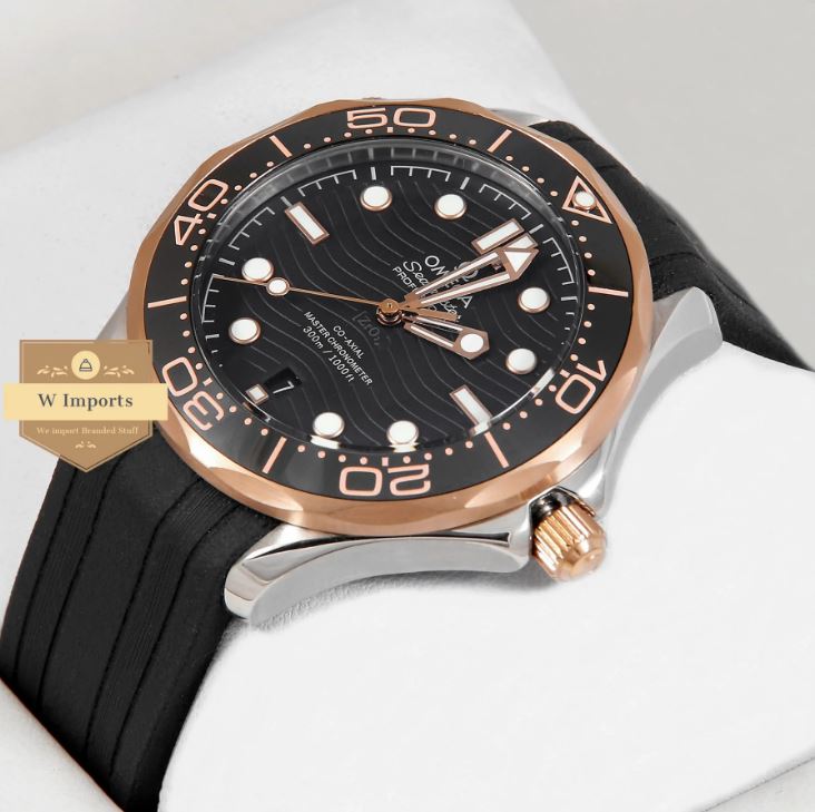 Latest Collection 300m Silver Case With Black Dial & Rubber Strap Watch (OME GA)