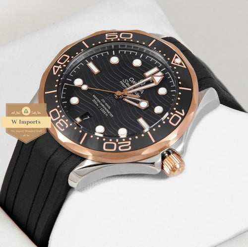 Latest Collection 300m Silver Case With Black Dial & Rubber Strap Watch (OME GA)