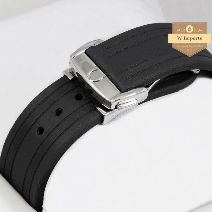 Latest Collection 300m Silver Case With Black Dial & Rubber Strap Watch (OME GA)