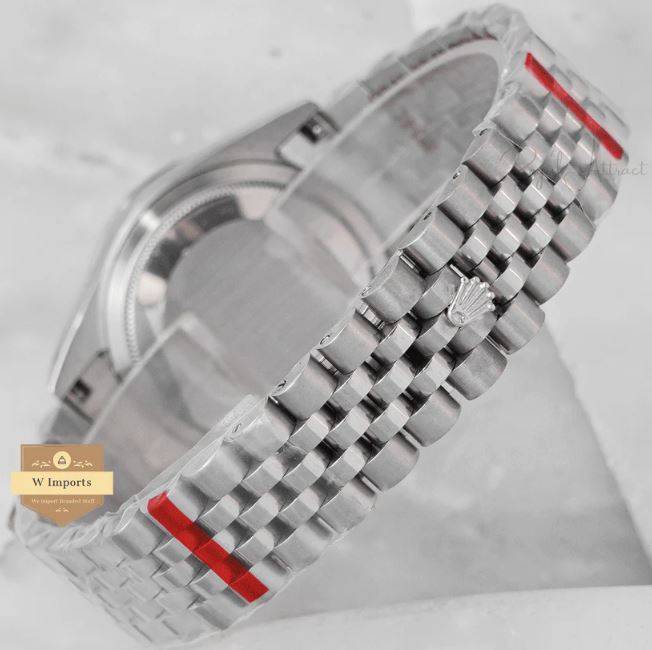 Latest Collection 36 Silver With Black Dial Stone Bezel & Index Automatic Watch (RO LEX)