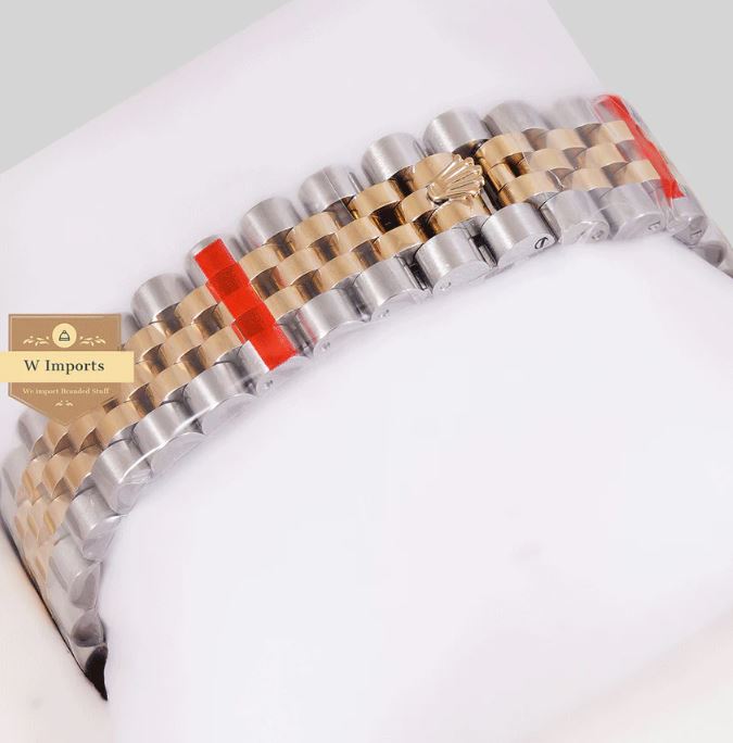 Latest Collection 36 Two Tone Rose Gold With Golden Dial Stone Bezel & Automatic Watch (RO LEX)