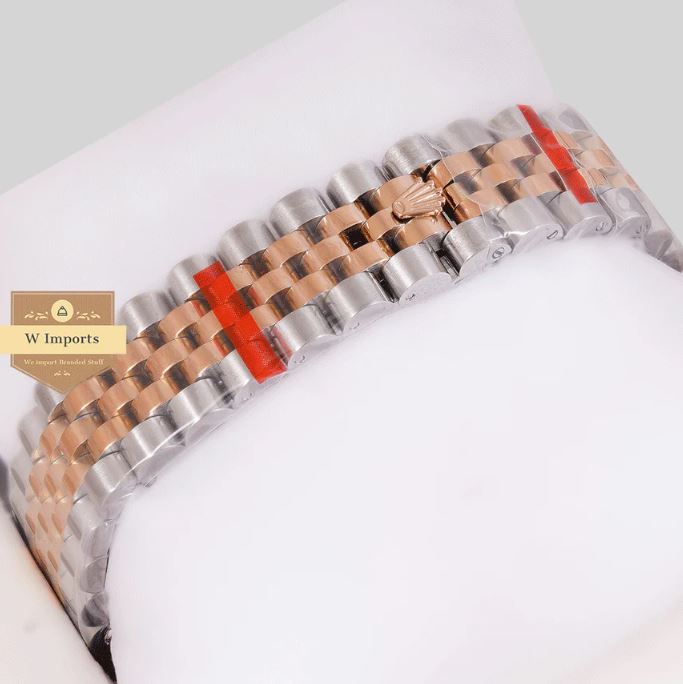 Latest Collection 36 Two Tone Rose Gold With Gray Dial Stone Bezel & Automatic Watch (RO LEX)