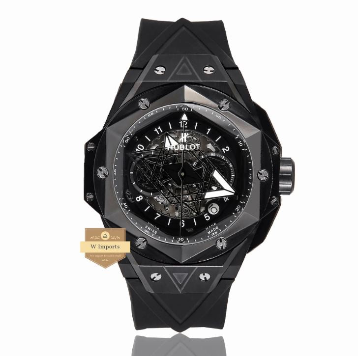 Latest Collection All Black With Black Rubber Strap Watch (HUB LOT)