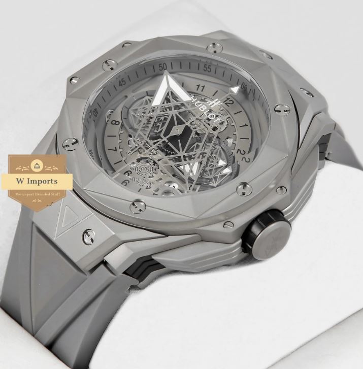 Latest Collection All Grey Chronograph Watch With Rubber Strap Watch (HUB LOT)