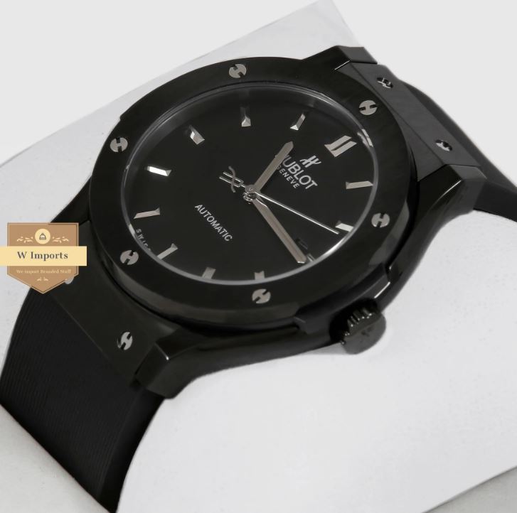 Latest Collection Black Case With Black Dial & PVC Strap Watch (HUB LOT)