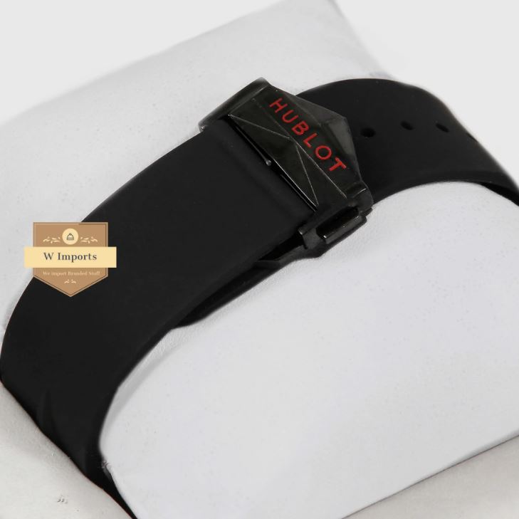 Latest Collection Chronograph All Black With Stainless Steel Case & Black Rubber Strap Watch (HUB LOT)