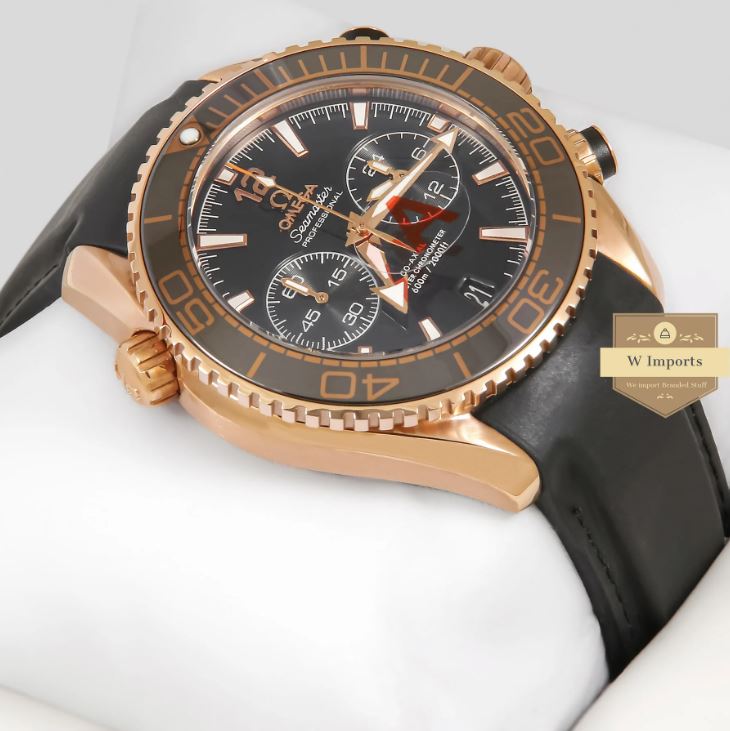 Latest Collection Chronograph Rose Gold Case With Black Dial & Rubber Strap Watch (OME GA)