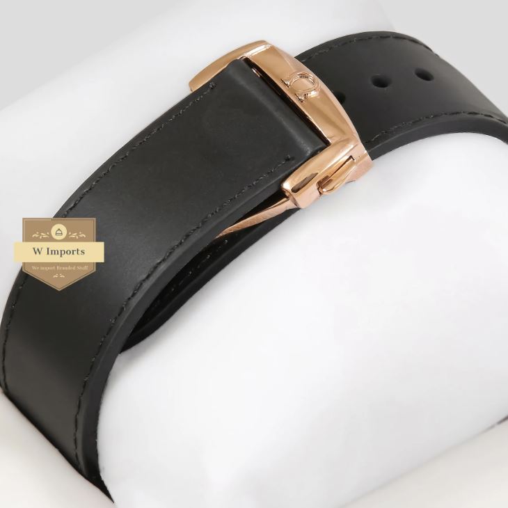 Latest Collection Chronograph Rose Gold Case With Black Dial & Rubber Strap Watch (OME GA)