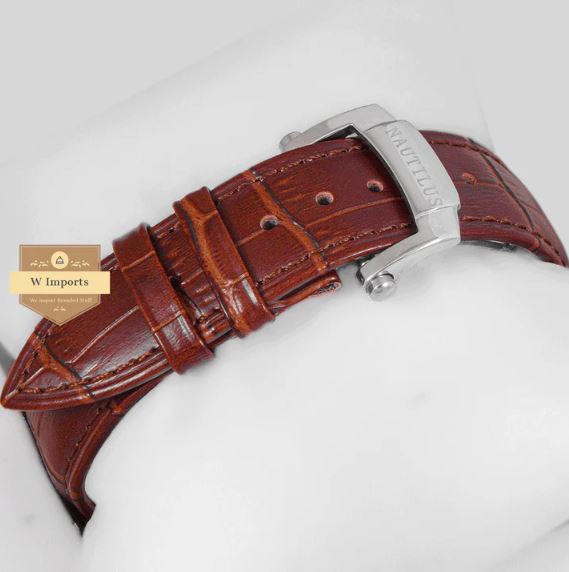 Latest Collection Silver Case With Brown Dial & Leather Strap (PATEK PHILIPPE)