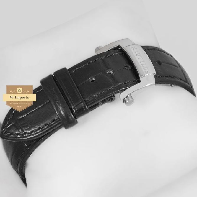 Latest Collection Silver Case With Tiffany Blue Dial & Black Leather Strap Watch (PATEK PHILIPPE)