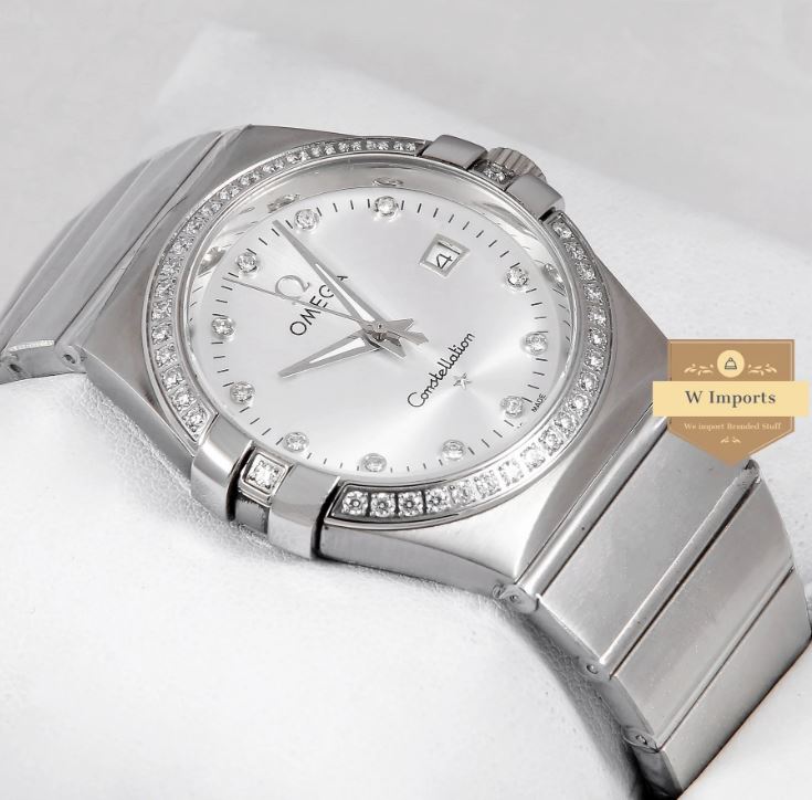 Latest Collection Silver Stainless Steel With Stone & Bezel Watch For Men Watch (OME GA)