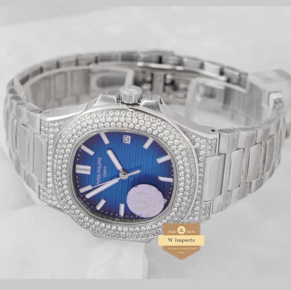 Latest Collection Silver Stone Case With Blue Dial Automatic Watch (PATEK PHILIPPE)