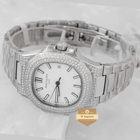 Latest Collection Silver Stone Case With White Dial Automatic Watch (PATEK PHILIPPE)