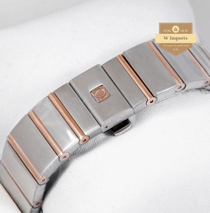 Latest Collection Two Tone Rose Gold With Silver Dial & Stone Figure Watch (OME GA)