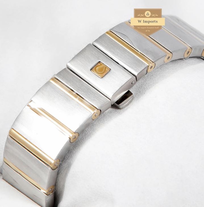 Latest Collection Two Tone Yellow Gold With Silver Dial & Stone Figure Watch (OME GA)