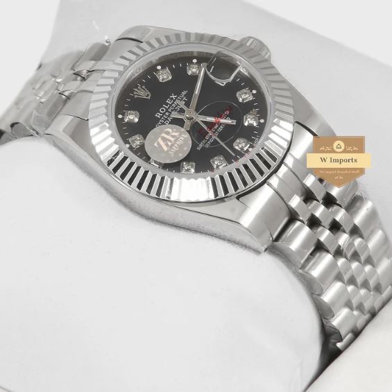 Latest Ladies Collection 31 Silver With Black Dial Automatic Watch (RO LEX)