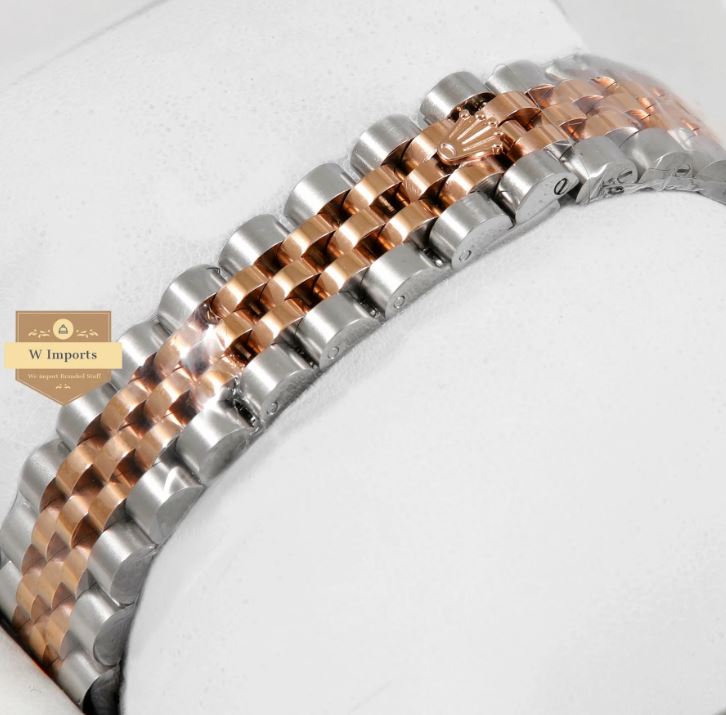 Latest Ladies Collection 31 Two Tone Rose Gold With White Dial Stone Bezel Automatic Watch (RO LEX)