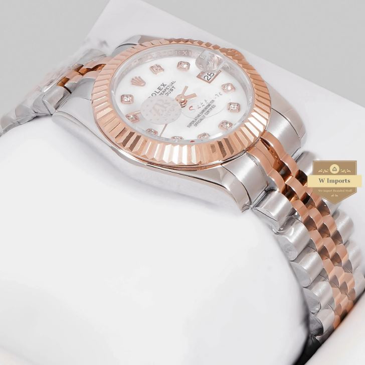 Latest Ladies Collection 31 Two Tone Rose Gold With White Dial Stone Index Automatic Watch (RO LEX)